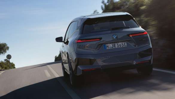 Launch control BMW iX M60 i20 2022 electric SUV BMW iX M60 i20 2022 electric SUV launch control rear view driving