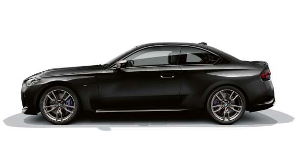 Side view BMW M240i xDrive Coupé G42 2021 BMW M240i xDrive Coupé G42 2021 Black Sapphire metallic side view