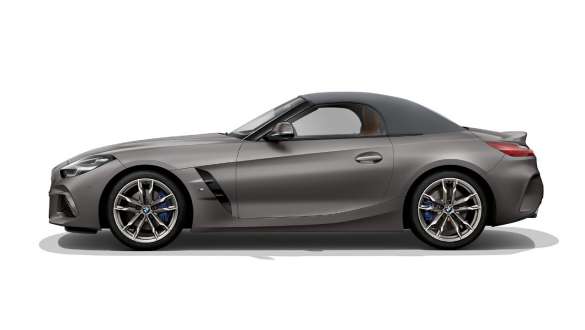 BMW Z4 M40i with closed softtop G29 M Aerodynamics package BMW Z4 M40i G29 2019 BMW Individual Frozen Grey metallic side view