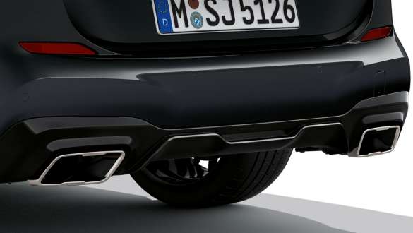 M specific exhaust system BMW M235i xDrive Gran Coupé F44 M specific exhaust system BMW M235i xDrive Gran Coupé F44 Black Sapphire metallic rear view