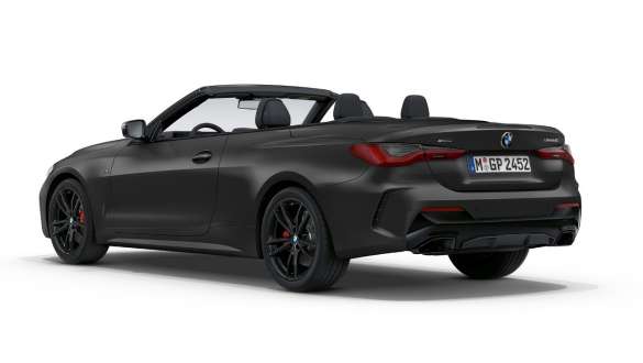 Three-quarter side view BMW M440i xDrive Convertible G23 2020 BMW M440i xDrive Convertible BMW Individual Frozen Deep Grey metallic G23 2020 three-quarter rear view