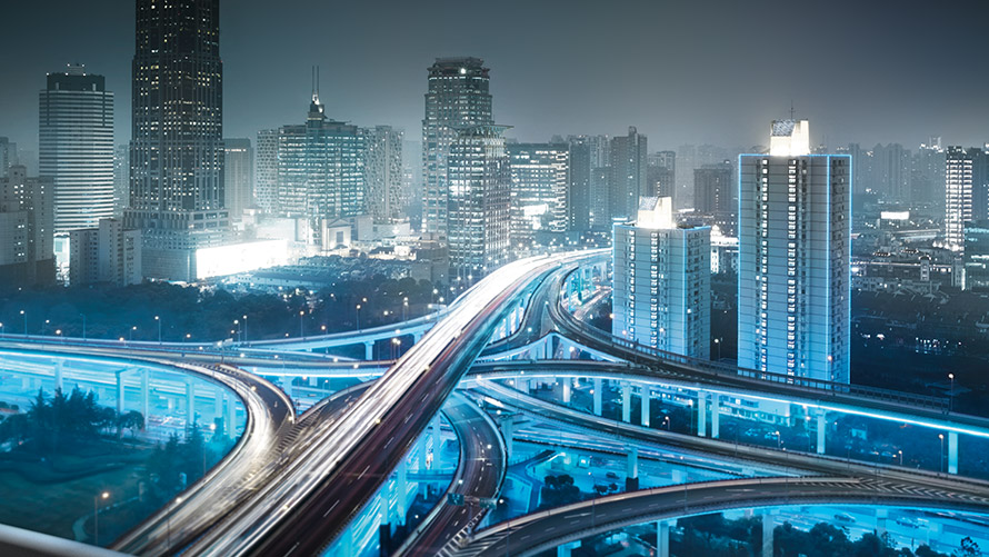 Map Update Map Update: City highway and big city at night