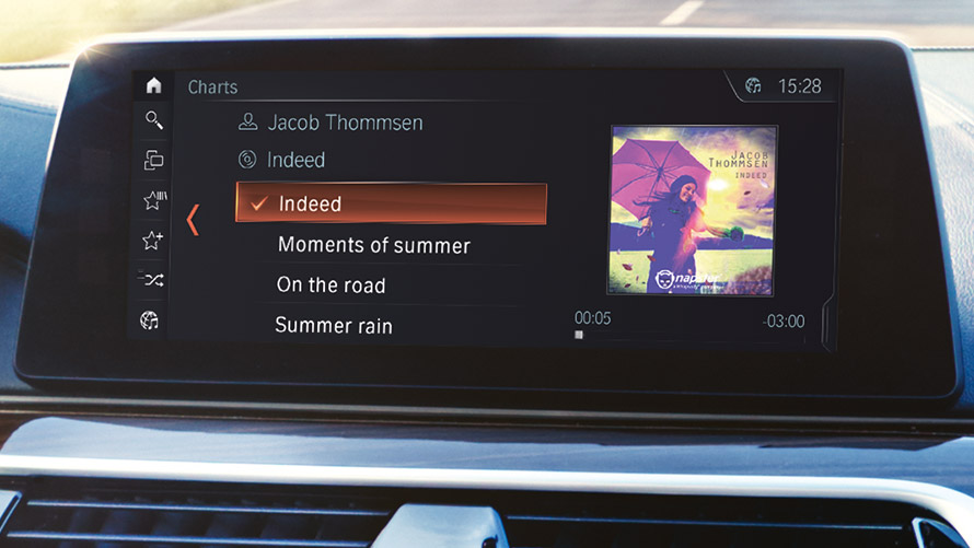 Connected Music Connected Music showing on BMW display